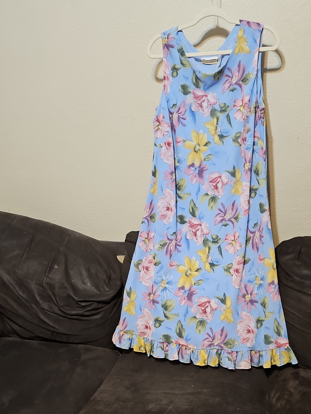 Alfred Dunner Sky Blue Floral Ruffle-Hem Midi Dress